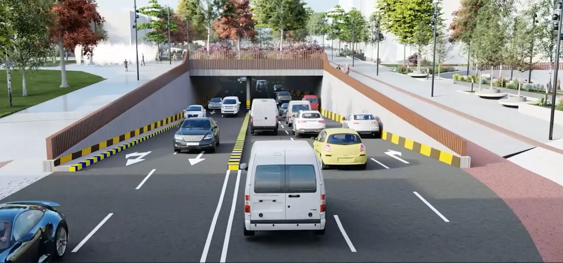 The underpass and parking facilities on the boulevard of Gjilan